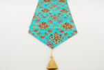 Table Runner,Turquoise  Blue Topkapi Palace Tulip Pattern Turkish Chenille Fabric Table Runner Table Linens,Turkish Table Runner