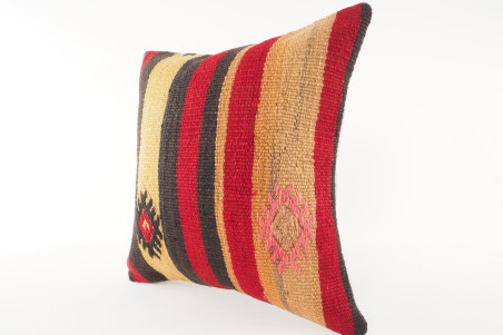 Kilim Pillow, ID 549, Kilim Pillow 16x16, Turkish Kilim Pillow, Fabric Kilim Pillows, Kilim Pillow Cover, Decorative Pillows