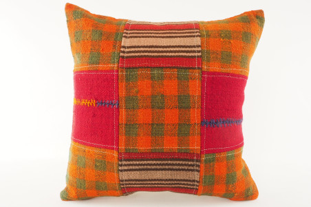 Kilim Pillow, ID 442, Kilim Pillow 19x19, Pachwork kilim pillow, kilim pillow lumbar, Throw Pillow, turkish kilim pillow