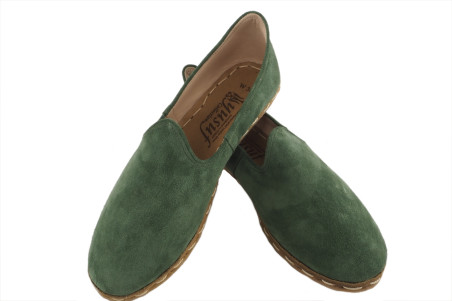 Mens Leather Shoes, Green Nubuck Genuine Leather Mens Shoes, Mens Grounding Shoes, Men Loafer Shoes, Flat Shoes, Mens Slip Ons