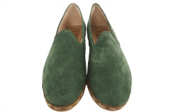 Mens Leather Shoes, Green Nubuck Genuine Leather Mens Shoes, Mens Grounding Shoes, Men Loafer Shoes, Flat Shoes, Mens Slip Ons