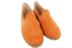 Mens Leather Shoes, Orange Nubuck Genuine Leather Mens Shoe,Mens Grounding Shoes,Men Loafer Shoes,Flat Summer Shoe,Mens Slip Ons