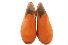 Mens Leather Shoes, Orange Nubuck Genuine Leather Mens Shoe,Mens Grounding Shoes,Men Loafer Shoes,Flat Summer Shoe,Mens Slip Ons