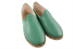 Womens Leather Shoes, Emerald Green Womens Leather Shoes, Handmade Womens Grounding Shoes, Womens Loafer Shoes, Flat Summer Shoe