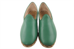 Womens Leather Shoes, Emerald Green Womens Leather Shoes, Handmade Womens Grounding Shoes, Womens Loafer Shoes, Flat Summer Shoe