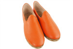 Mens Leather Shoes,Orange Genuine Leather Mens Shoe,Grounding Shoes,Zero Drop Shoes,Loafer Shoes,Flat Summer Shoes,Mens Slip Ons