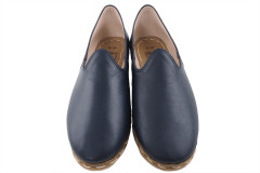 Mens Leather Shoes, Navy Blue Genuine Leather Mens Shoes, Grounding Shoes, Zero Drop Shoes,Loafer Shoes,Flat Shoes,Mens Slip Ons