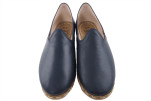 Mens Leather Shoes, Navy Blue Genuine Leather Mens Shoes, Grounding Shoes, Zero Drop Shoes,Loafer Shoes,Flat Shoes,Mens Slip Ons