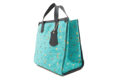 Genuine Lamb Leather Bag,Turquoise Blue Arabian Night Pattern Turkish Fabric Womens Bag,ID KCYC08,Leather Bag,Sheep Skin Leather