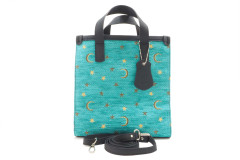 Genuine Lamb Leather Bag,Turquoise Blue Arabian Night Pattern Turkish Fabric Womens Bag,ID KCYC08,Leather Bag,Sheep Skin Leather