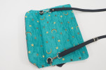 Leather Crossbody Bag,Leather Clutch Bag,ID KCYC40,Turquise Blue Arabian Night Pattern Turkish Fabric Women Bag,Lamb Leather Bag