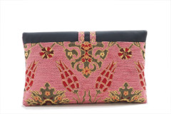 Leather Crossbody Bag,Leather Clutch Bag,ID KCYC43, Pale Pink Topkapi Palace Tulip Pattern Turkish Fabric Womens Bag,Leather Bag