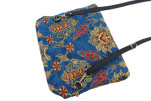 Leather Crossbody Bag,Leather Clutch Bag,ID KCYC44, Navy Blue Topkapi Palace Tulip Pattern Turkish Fabric Womens Bag,Leather Bag