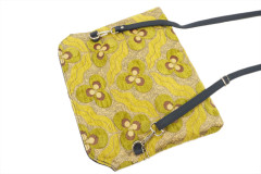 Leather Crossbody Bag, Leather Clutch Bag,ID KCYC50,Pistachio Green Tiger Eyes Pattern Fabric Women Bag,Genuine Lamb Leather Bag