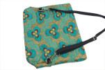 Leather Crossbody Bag, Leather Clutch Bag, ID KCYC53,Turquoise Blue Tiger Eyes Pattern Fabric Women Bag,Genuine Lamb Leather Bag