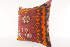 Decorative Turkish Kilim Pillow, ID 187, Kilim Pillow 18x18, Accent kilim pillow, kilim pillow lumbar, Throw Pillow,kilim pillow