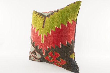 Decorative Turkish Kilim Pillow, ID 136, Kilim Pillow 18x18, Accent kilim pillow, kilim pillow lumbar, Throw Pillow,kilim pillow