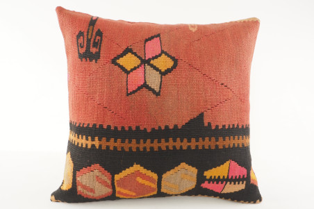 Decorative Turkish Kilim Pillow, ID 185, Kilim Pillow 18x18, Accent kilim pillow, kilim pillow lumbar, Throw Pillow,kilim pillow