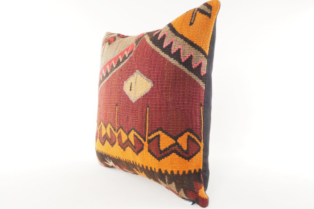 Decorative Turkish Kilim Pillow, ID 193, Kilim Pillow 18x18, Accent kilim pillow, kilim pillow lumbar, Throw Pillow,kilim pillow