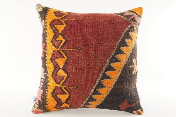 Decorative Turkish Kilim Pillow, ID 195, Kilim Pillow 18x18, Accent kilim pillow, kilim pillow lumbar, Throw Pillow,kilim pillow