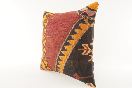 Decorative Turkish Kilim Pillow, ID 195, Kilim Pillow 18x18, Accent kilim pillow, kilim pillow lumbar, Throw Pillow,kilim pillow