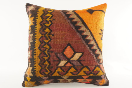 Decorative Turkish Kilim Pillow, ID 197, Kilim Pillow 18x18, Accent kilim pillow, kilim pillow lumbar, Throw Pillow,kilim pillow