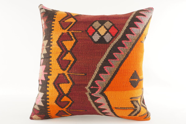 Decorative Turkish Kilim Pillow, ID 209, Kilim Pillow 18x18, Accent kilim pillow, kilim pillow lumbar, Throw Pillow,kilim pillow