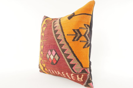 Decorative Turkish Kilim Pillow, ID 210, Kilim Pillow 18x18, Accent kilim pillow, kilim pillow lumbar, Throw Pillow,kilim pillow