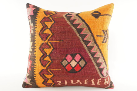 Decorative Turkish Kilim Pillow, ID 210, Kilim Pillow 18x18, Accent kilim pillow, kilim pillow lumbar, Throw Pillow,kilim pillow