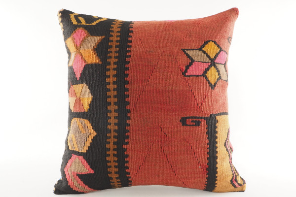 Decorative Turkish Kilim Pillow, ID 280, Kilim Pillow 18x18, Accent kilim pillow, kilim pillow lumbar, Throw Pillow,kilim pillow