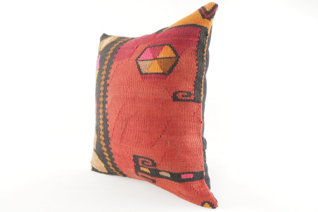 Decorative Turkish Kilim Pillow, ID 410, Kilim Pillow 18x18, Accent Kilim Pillow, Kilim Pillow Lumbar, Throw Pillow,Kilim Pillow