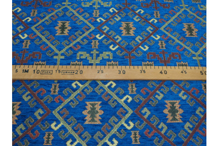 Upholstery Fabric, Kilim Design Fabric, Turkish Navy Blue Kilim Pattern Fabric, Turkish Fabric By the Yard, Fabric By the Meter