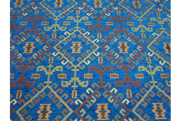 Upholstery Fabric, Kilim Design Fabric, Turkish Navy Blue Kilim Pattern Fabric, Turkish Fabric By the Yard, Fabric By the Meter