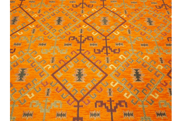 Upholstery Fabric, Kilim Design Fabric, Turkish Orange Kilim Pattern Fabric,Turkish Fabric By the Yards,Bohemian Jacquard Fabric