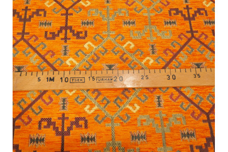 Upholstery Fabric, Kilim Design Fabric, Turkish Orange Kilim Pattern Fabric,Turkish Fabric By the Yards,Bohemian Jacquard Fabric