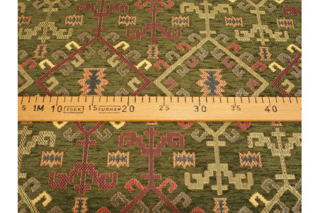 Upholstery Fabric, Kilim Design Fabric, Turkish Moss Green Kilim Pattern Fabric, Turkish Fabric By the Yard,  Jacquard Fabric