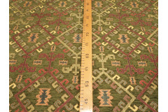 Upholstery Fabric, Kilim Design Fabric, Turkish Moss Green Kilim Pattern Fabric, Turkish Fabric By the Yard,  Jacquard Fabric