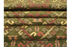 Upholstery Fabric, Kilim Design Fabric, Turkish Moss Green Kilim Pattern Fabric, Turkish Fabric By the Yard,  Jacquard Fabric