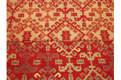 Upholstery Fabric, Kilim Design Fabric, Turkish Red Kilim Pattern Fabric, Turkish Fabric By the Yards, Bohemian Jacquard Fabric