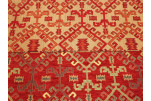 Upholstery Fabric, Kilim Design Fabric, Turkish Red Kilim Pattern Fabric, Turkish Fabric By the Yards, Bohemian Jacquard Fabric