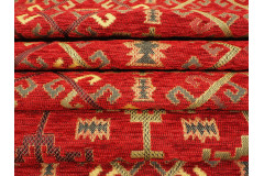 Upholstery Fabric, Kilim Design Fabric, Turkish Red Kilim Pattern Fabric, Turkish Fabric By the Yards, Bohemian Jacquard Fabric