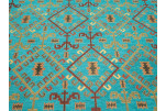 Upholstery Fabric, Kilim Design Fabric, Turkish Turquoise Blue Kilim Pattern Fabric, Turkish Fabric By the Yards,Jacquard Fabric