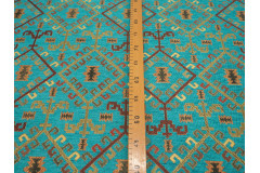 Upholstery Fabric, Kilim Design Fabric, Turkish Turquoise Blue Kilim Pattern Fabric, Turkish Fabric By the Yards,Jacquard Fabric