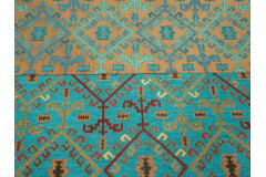 Upholstery Fabric, Kilim Design Fabric, Turkish Turquoise Blue Kilim Pattern Fabric, Turkish Fabric By the Yards,Jacquard Fabric