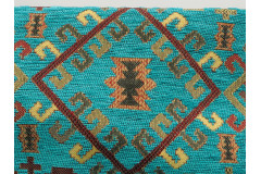 Upholstery Fabric, Kilim Design Fabric, Turkish Turquoise Blue Kilim Pattern Fabric, Turkish Fabric By the Yards,Jacquard Fabric