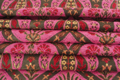 Upholstery Fabric, Turkish Fabric By the Meter, By the Yard, Pink Tulip Pattern Jacquard Chenille Upholstery Fabric