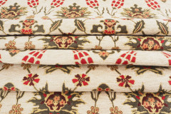 Turkish Upholstery Fabric, Turkish Fabric By the Meter, By the Yard, Beige Tulip Pattern Chenille Upholstery Fabric