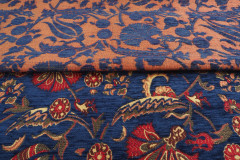 Upholstery Fabric, Chenille Fabric, Turkish Dark Navy Blue Carnation Pattern Fabric, Turkish Fabric By the Yard, Jacquard Fabric