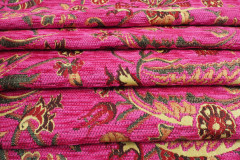 Upholstery Fabric, Chenille Fabric, Turkish Mazenda Pink Carnation Pattern Fabric, Turkish Fabric By the Yards, Jacquard Fabric