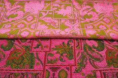 Upholstery Fabric, Turkish Fabric By the Yards, By the Meter,Mazenda Pink Persian Pattern Fabric,Chenille Fabric,Jacquard Fabric